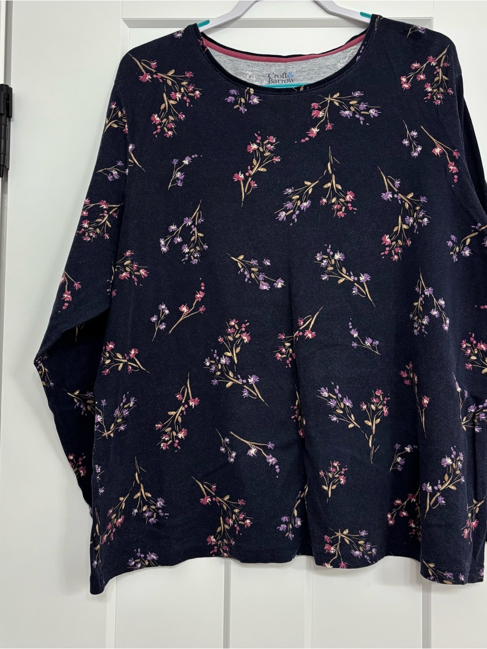 croft & barrow Navy Floral Crewneck Sweatshirt